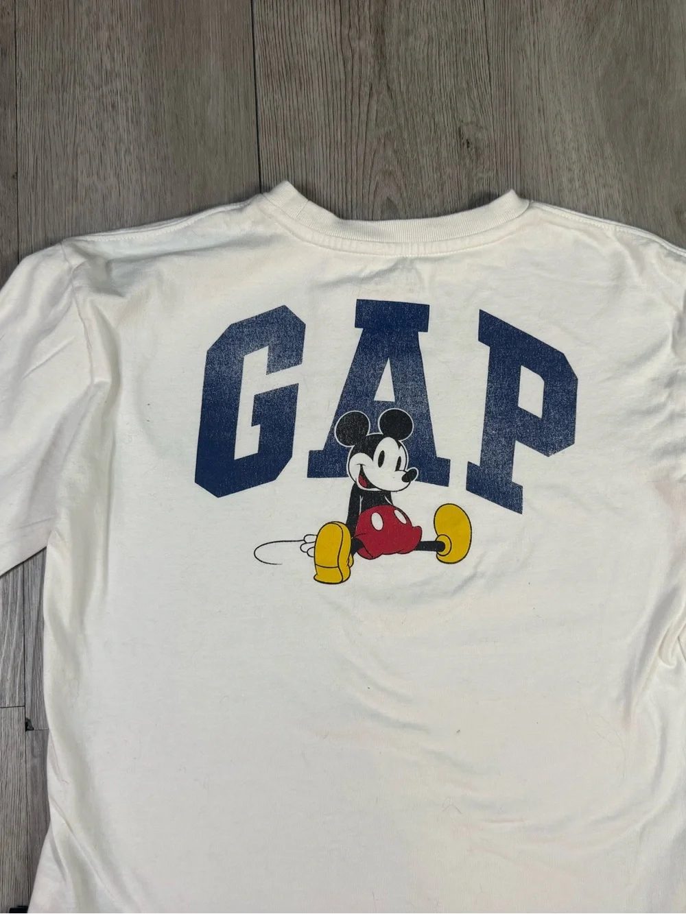 Gap x Disney Mickey Mouse Kids White Long Sleeve Crew Neck Graphic T-Shirt M